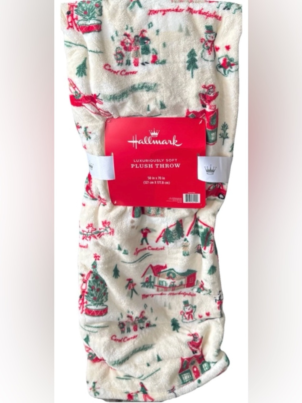 OVERSIZED HALLMARK CHRISTMAS HOLIDAY THROW BLANKET w/WINTER SCENES NEW